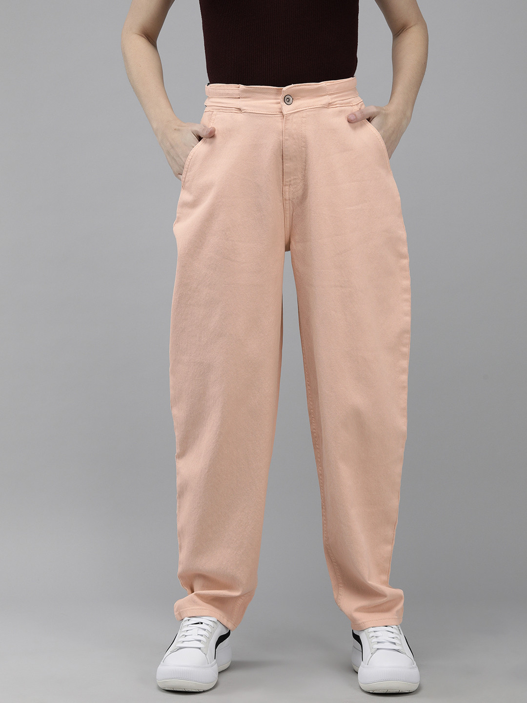

Roadster Women Peach-Coloured Straight Fit Stretchable Jeans
