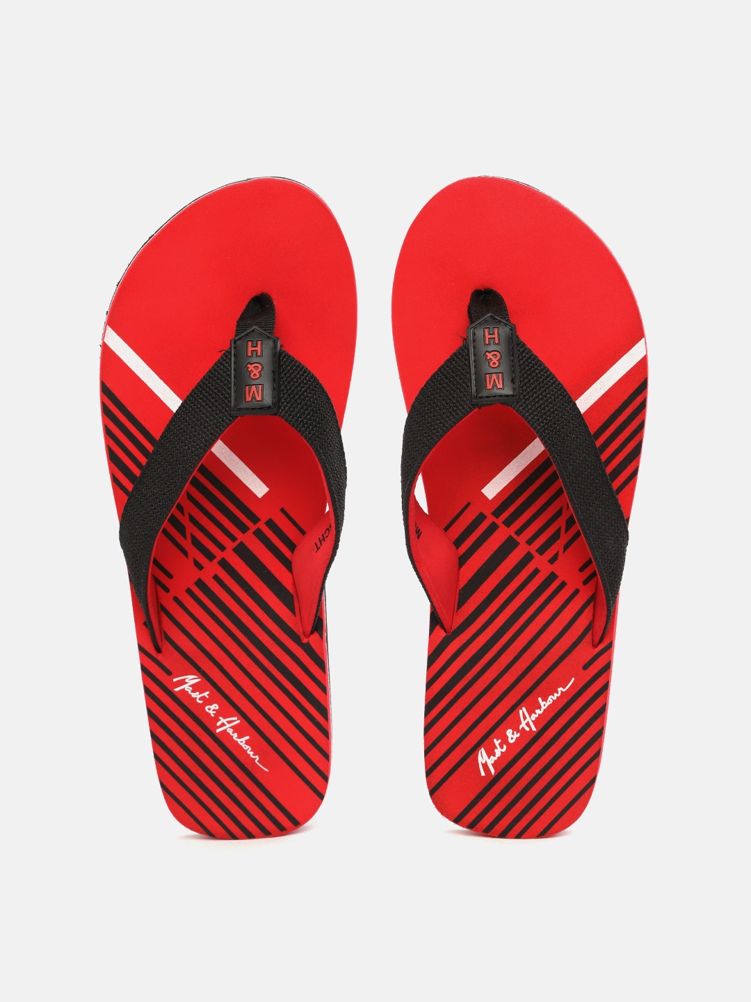 

Mast & Harbour Men Black & Red Striped Thong Flip-Flops