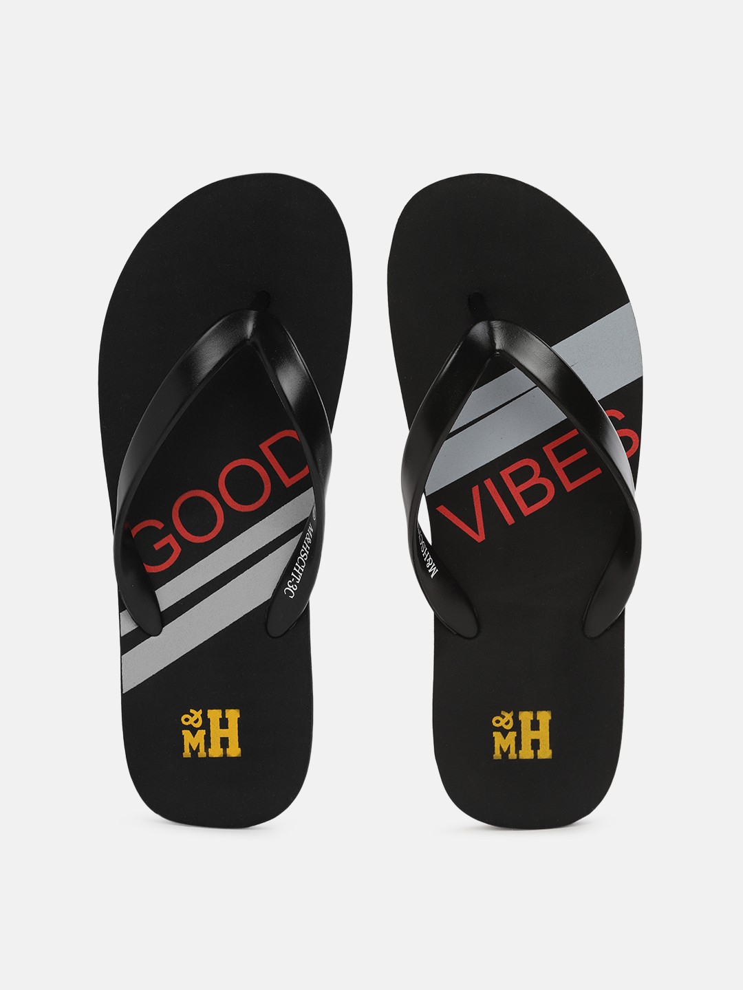 

Mast & Harbour Men Black & Grey Printed Thong Flip-Flops