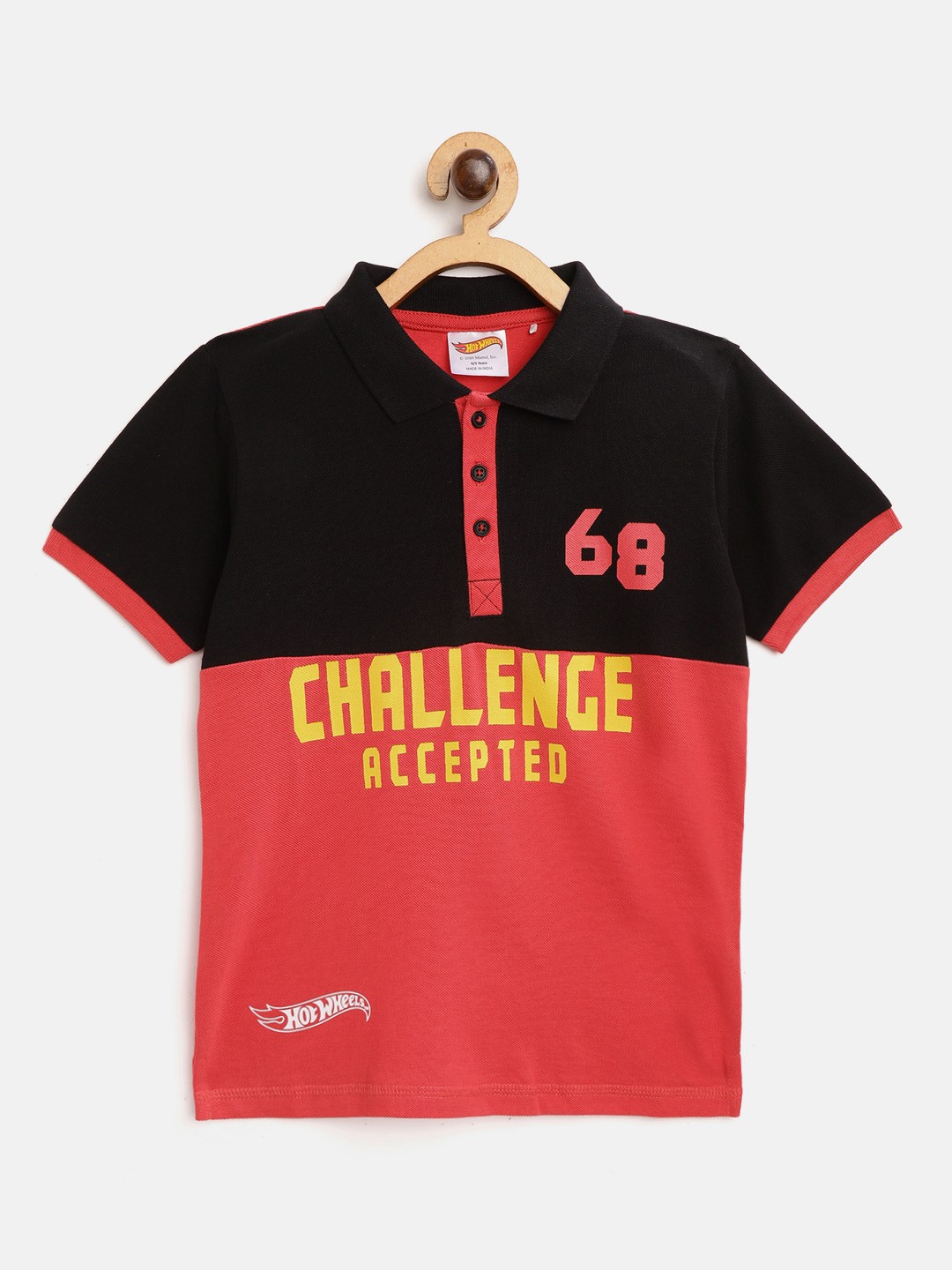 

toothless Boys Red & Black Hot Wheels Printed Polo Collar T-shirt