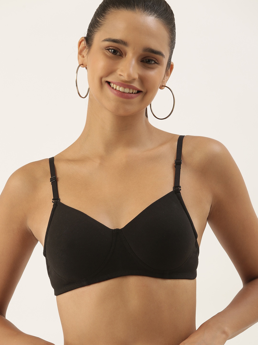 

DressBerry Medium Coverage Non-Wired Padded Everyday Bra, Black