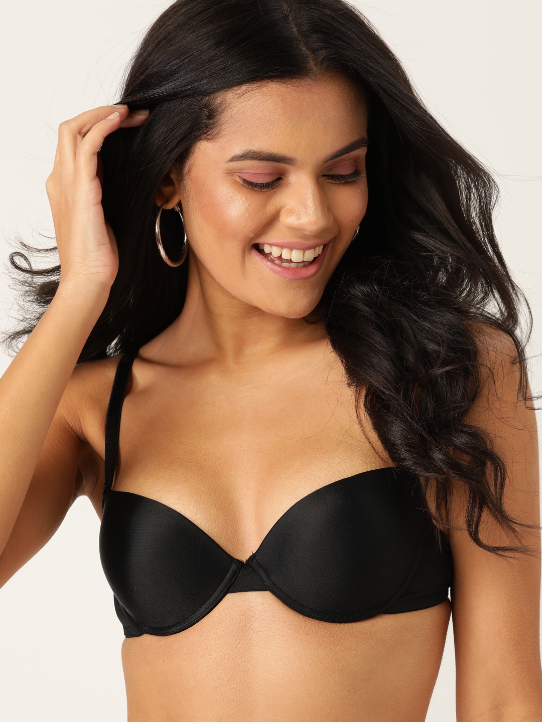 

DressBerry Solid Wired Padded Balconette Bra TANIA-01, Black