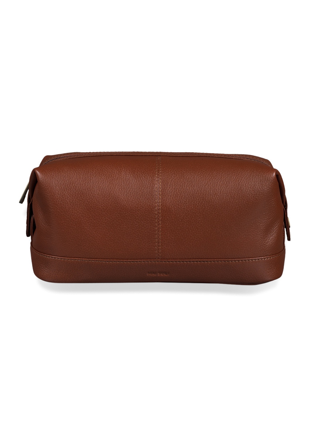 

MAI SOLI Unisex Tan Brown Textured Leather Toiletry Bag