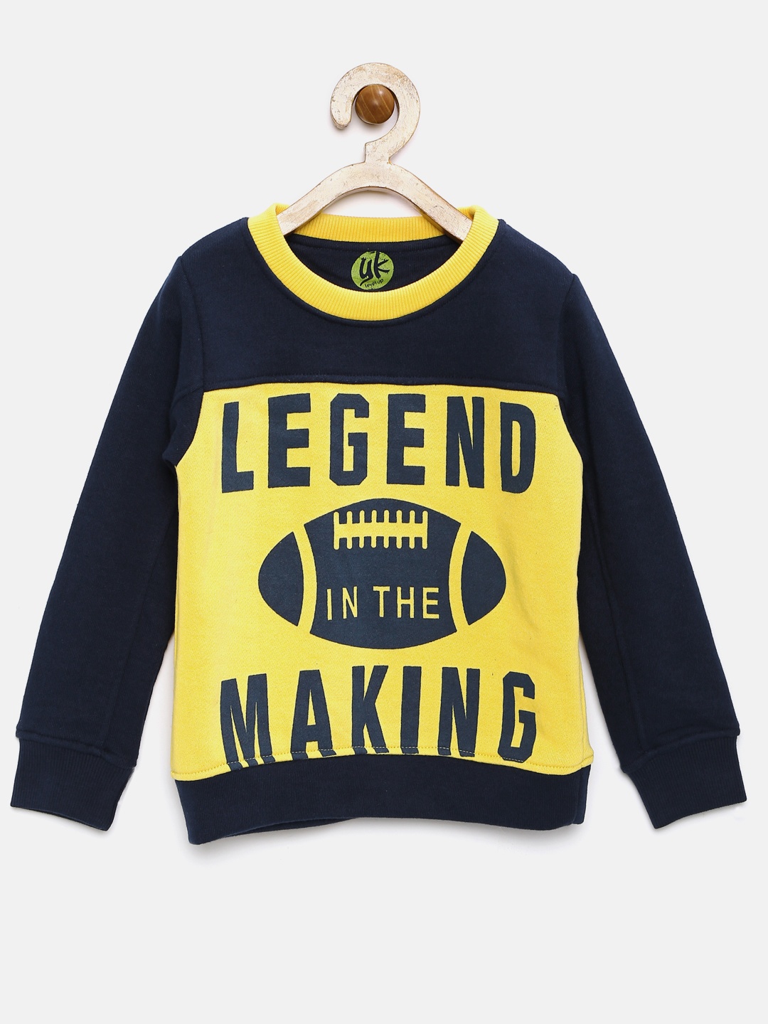 

YK Boys Yellow & Navy Colourblocked & Printed Sweatshirt