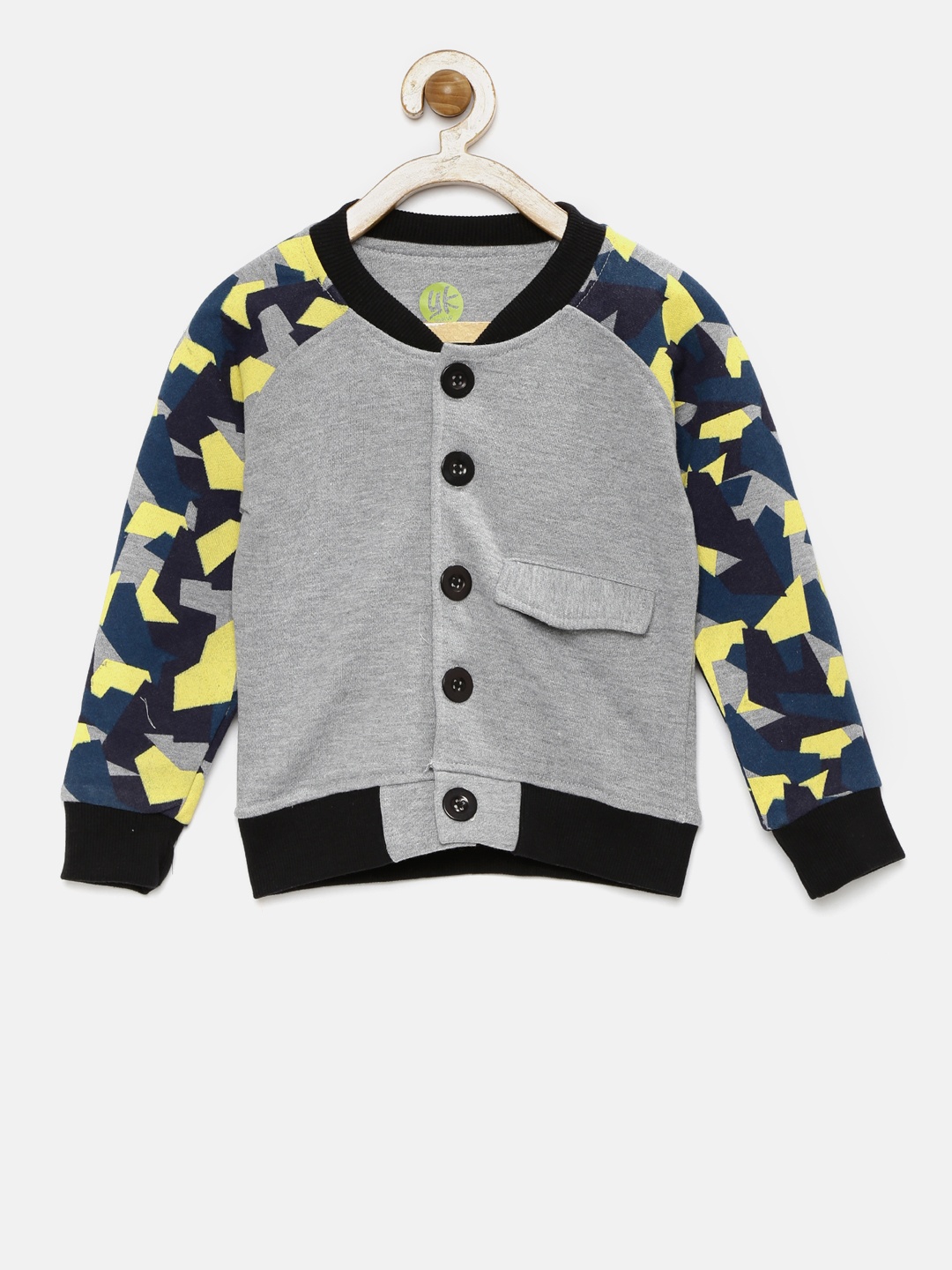 

YK Boys Grey & Yellow Printed Sweatshirt