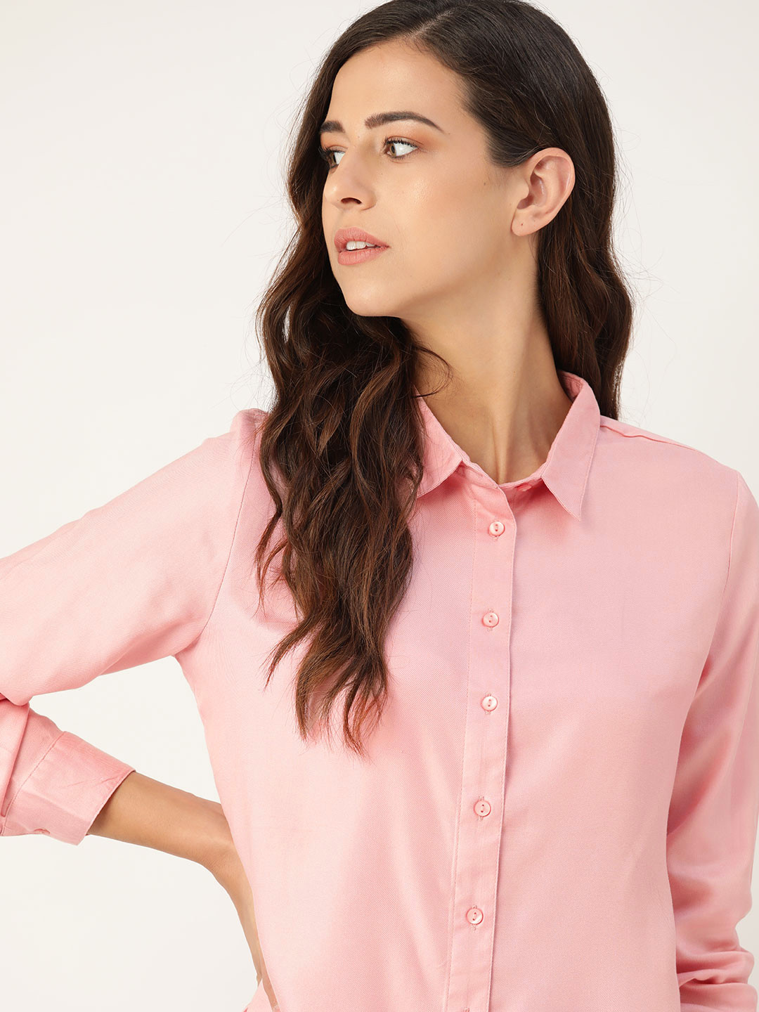 

ether Women Pink Solid Casual Shirt