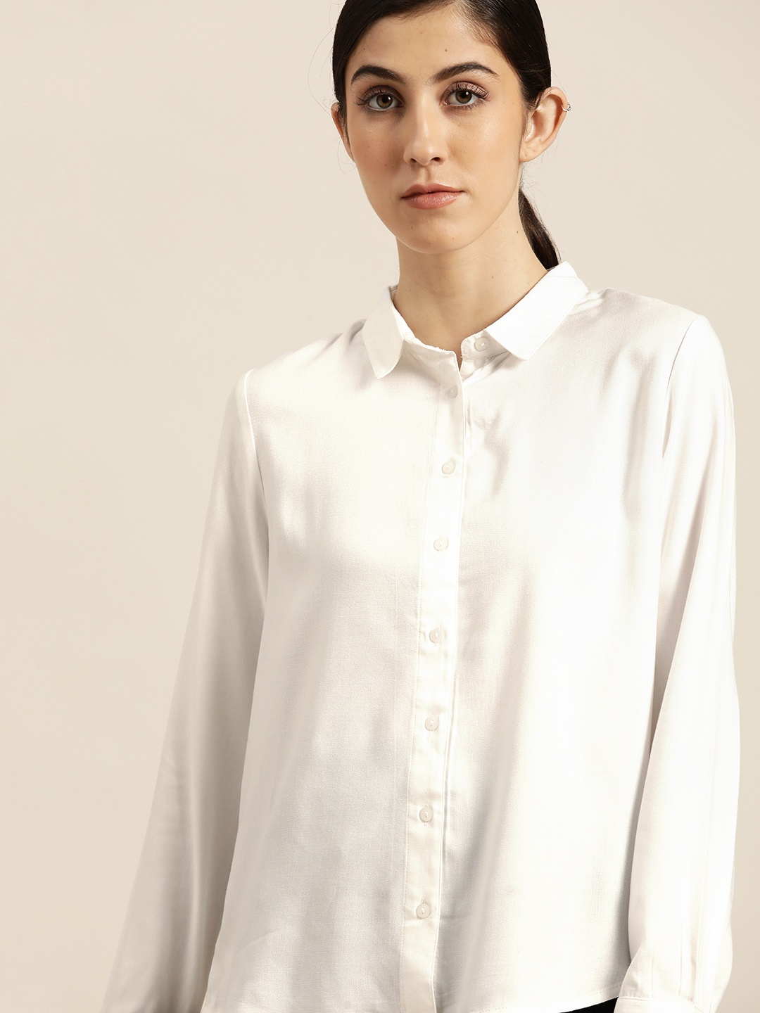 

ether Women White Solid Casual Shirt