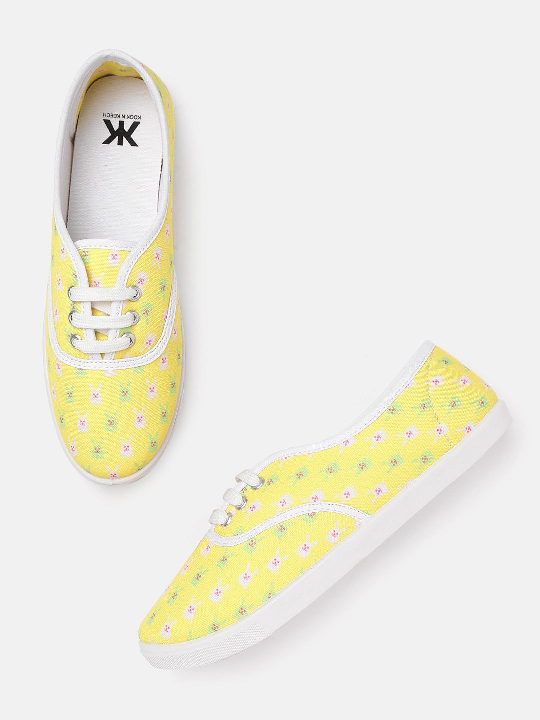 

Kook N Keech Women Yellow & Green Bunny Print Sneakers