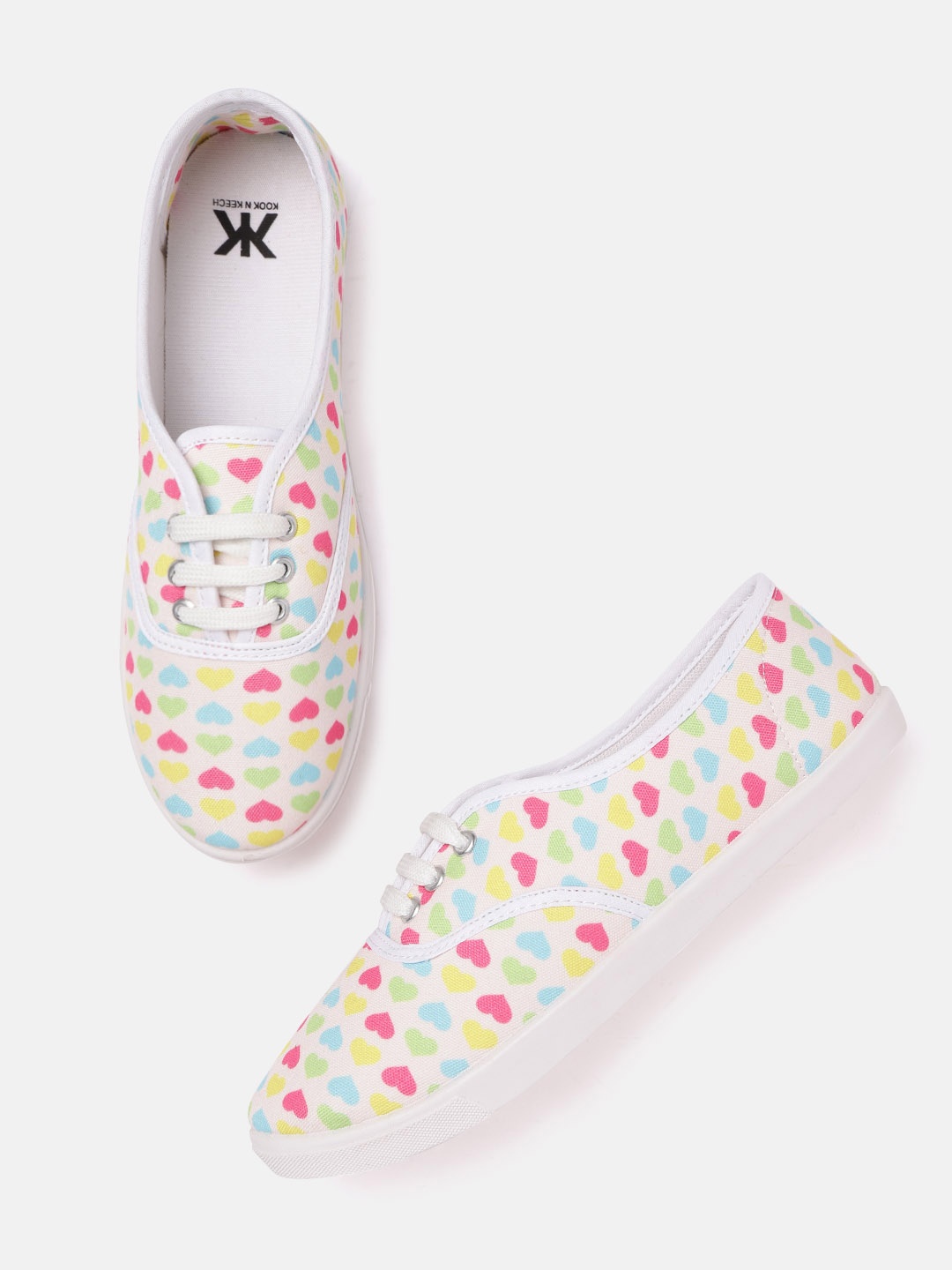 

Kook N Keech Women Multicoloured Heart Print Sneakers, Multi
