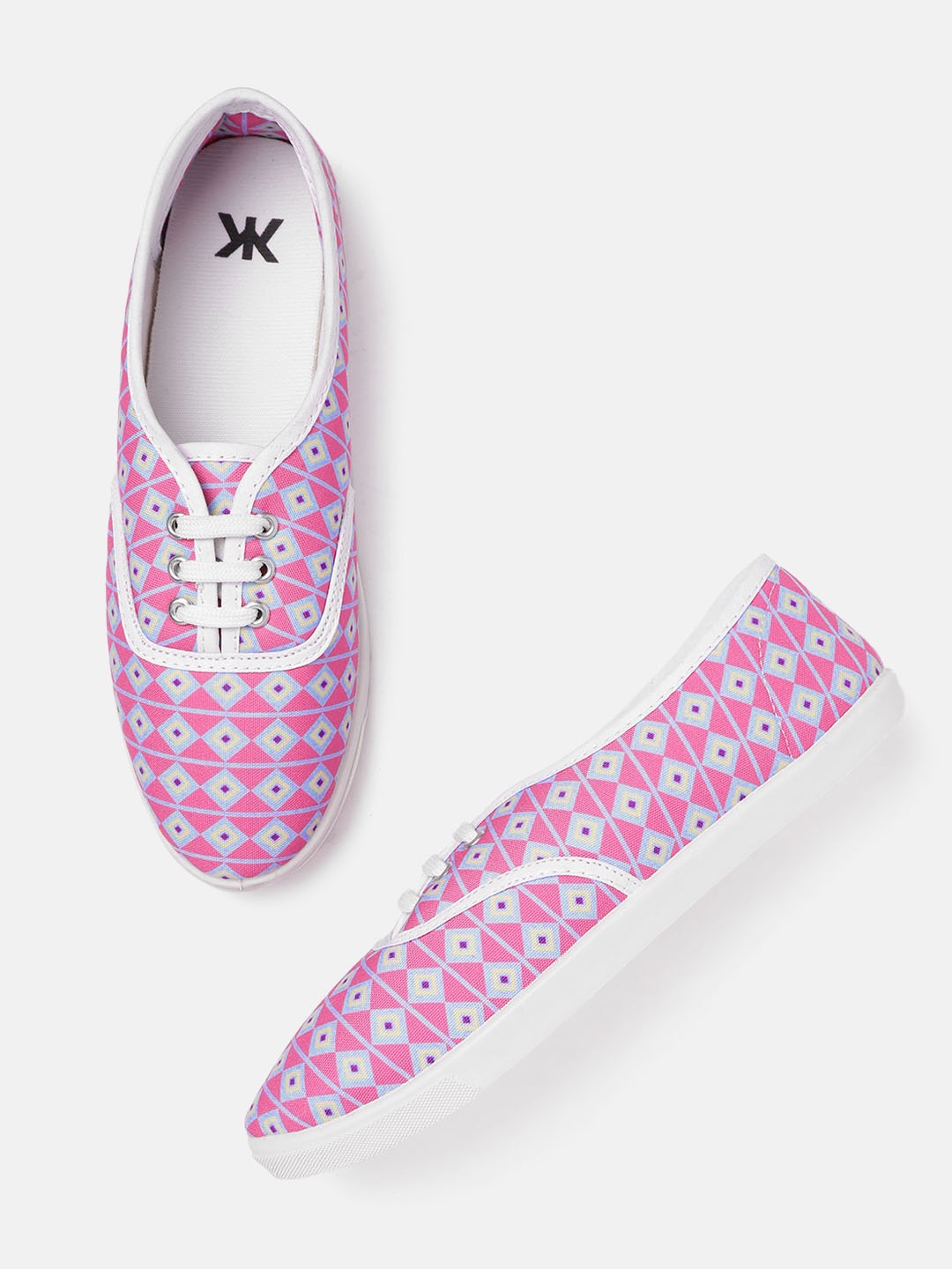 

Kook N Keech Women Pink & Blue Geometric Print Sneakers