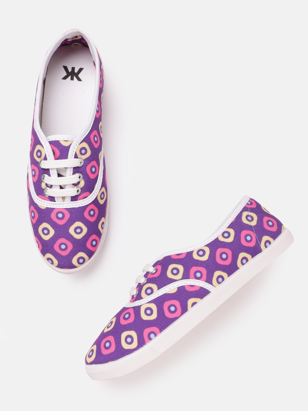 

Kook N Keech Women Purple & Yellow Geometric Print Sneakers
