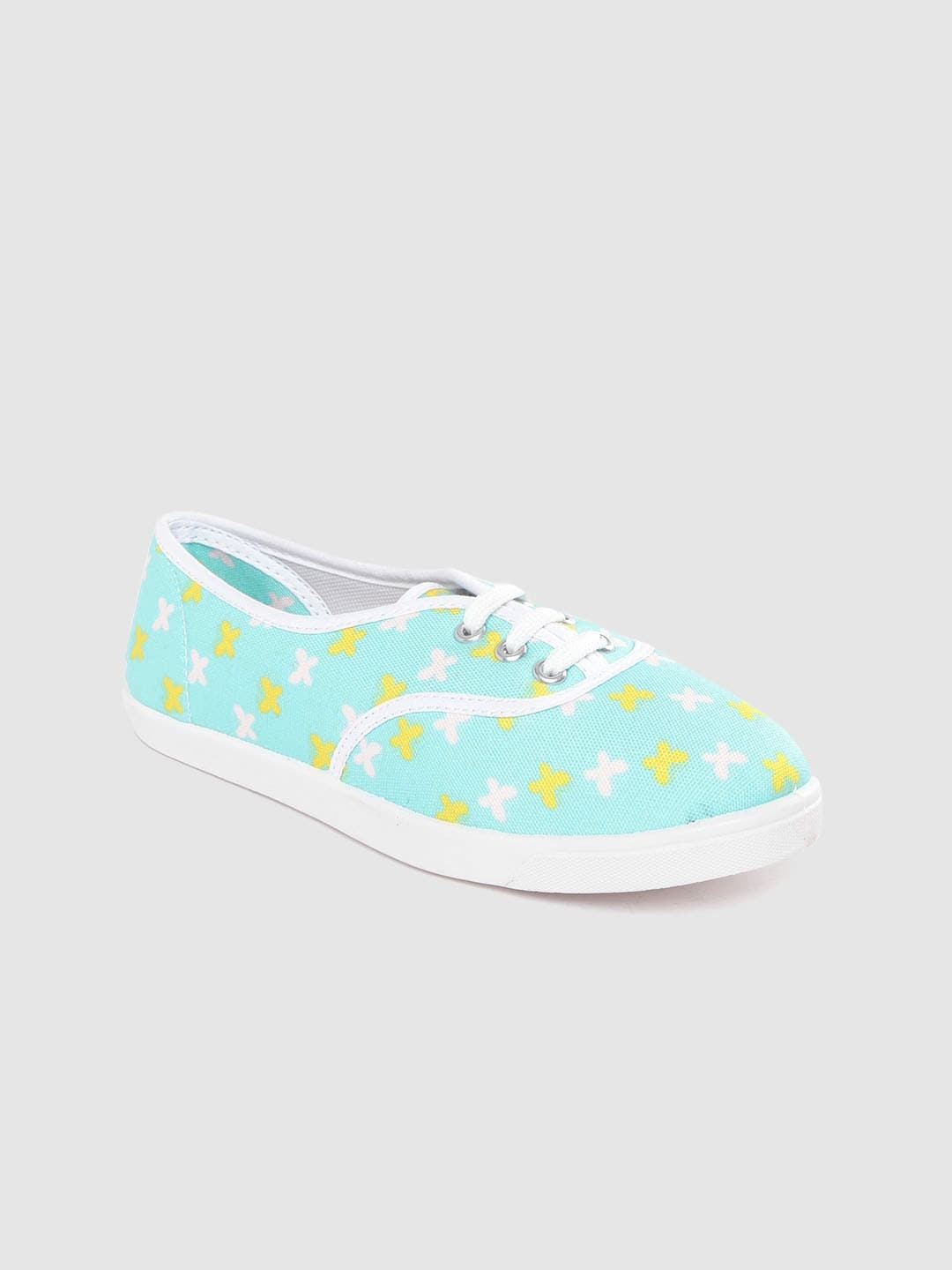 

Kook N Keech Women Blue & Mustard Yellow Geometric Print Sneakers