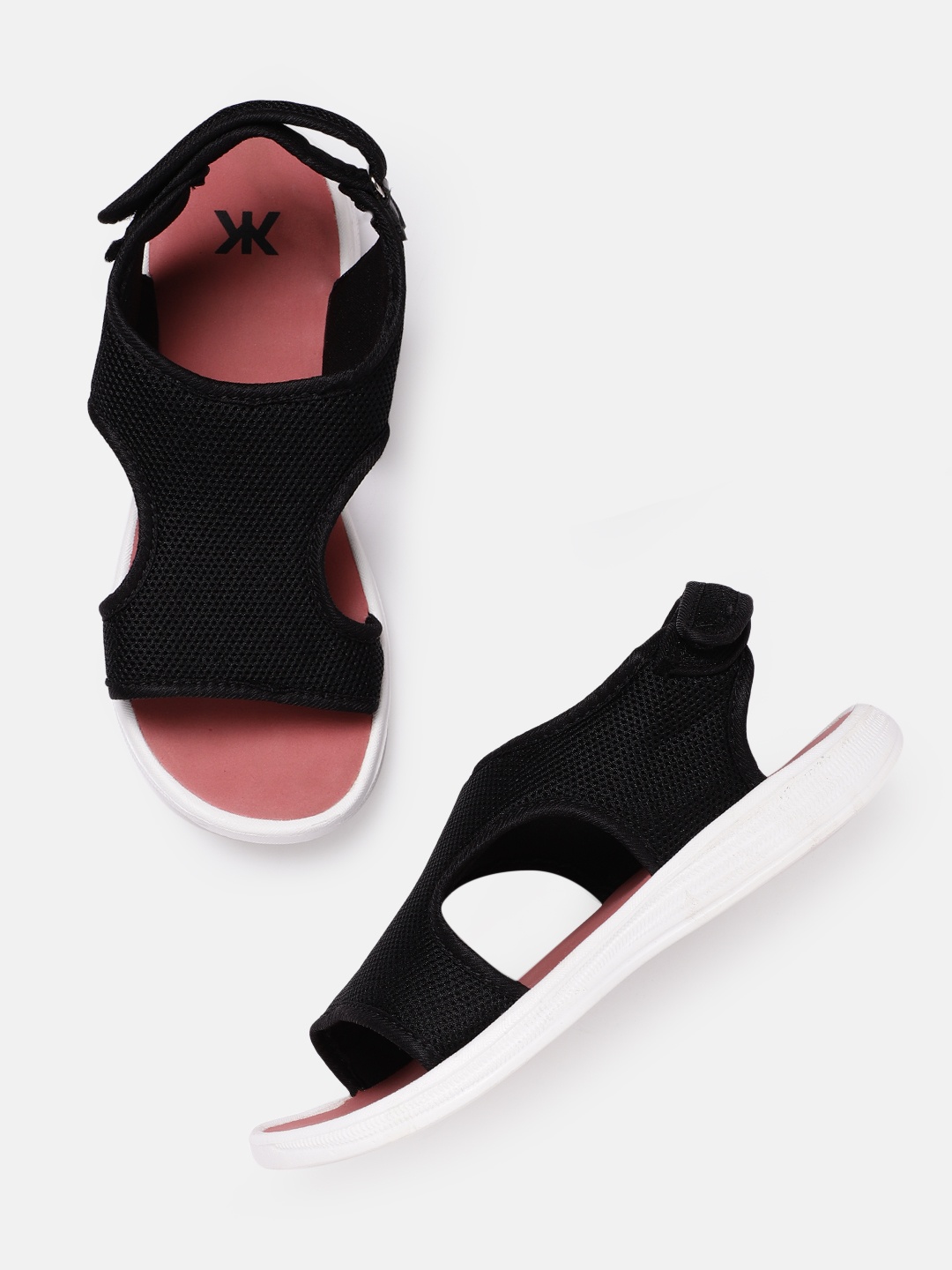 

Kook N Keech Women Black Woven Design Open Toe Flats