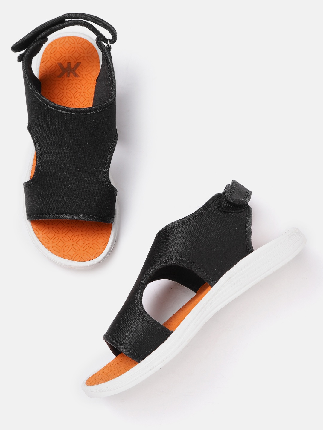 

Kook N Keech Women Black Solid Sports Sandals with Cut-Out