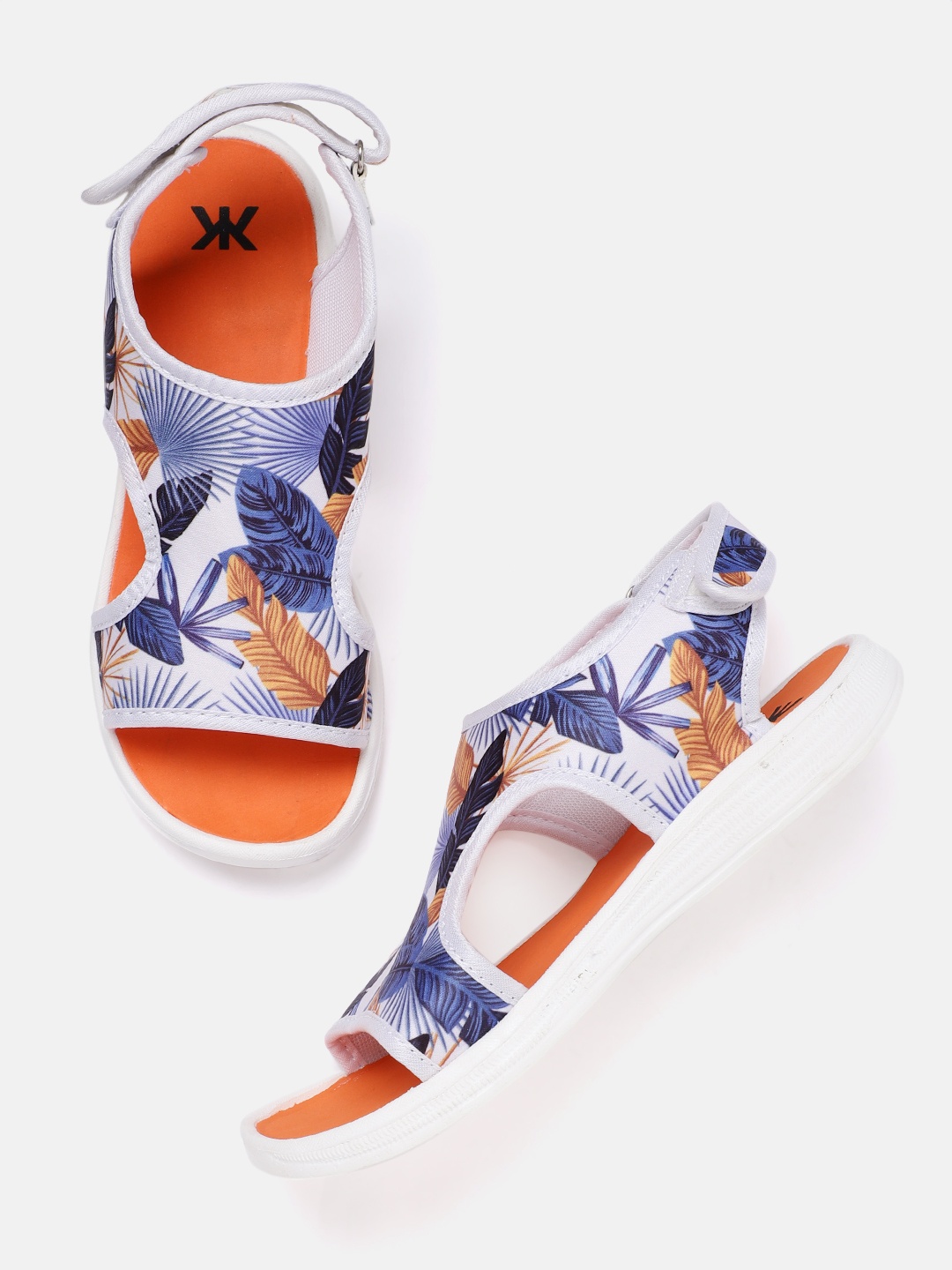 

Kook N Keech Women Blue & White Tropical Print Sports Sandals