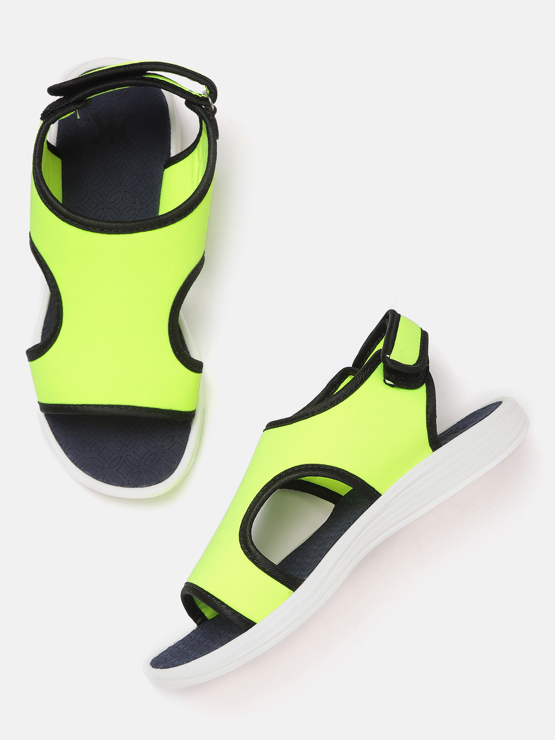 

Kook N Keech Women Fluorescent Green Solid Sports Sandals with Cut-Out