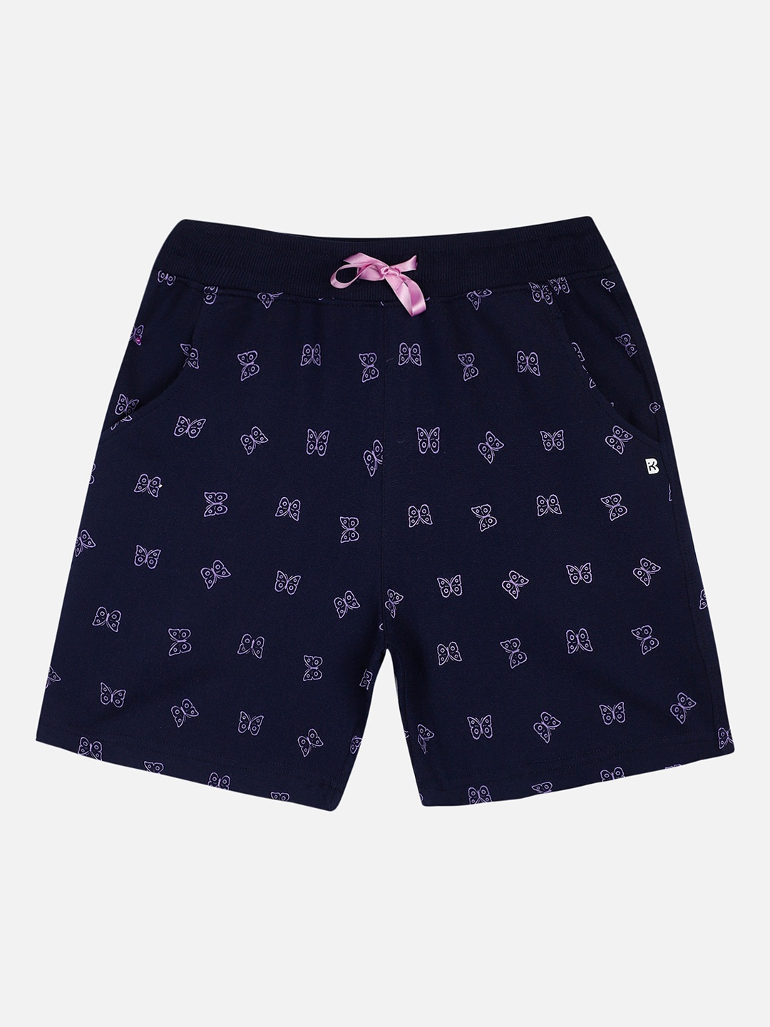 

PROTEENS Girls Navy Blue Printed Slim Fit Anti-viral & Anti-bacterial Regular Shorts