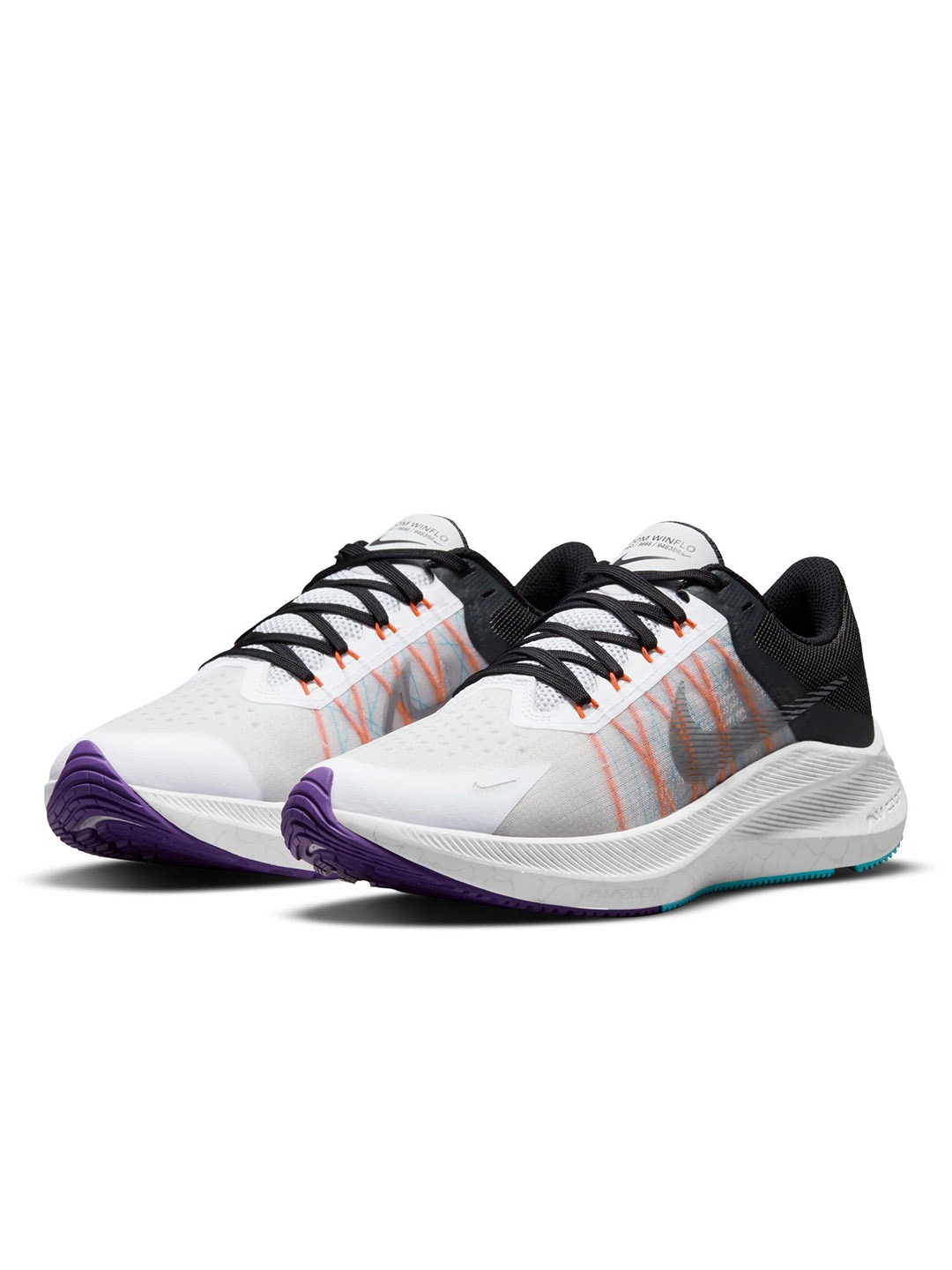 

Nike Women White Woven Design Zoom Winflo 8 Running Shoes