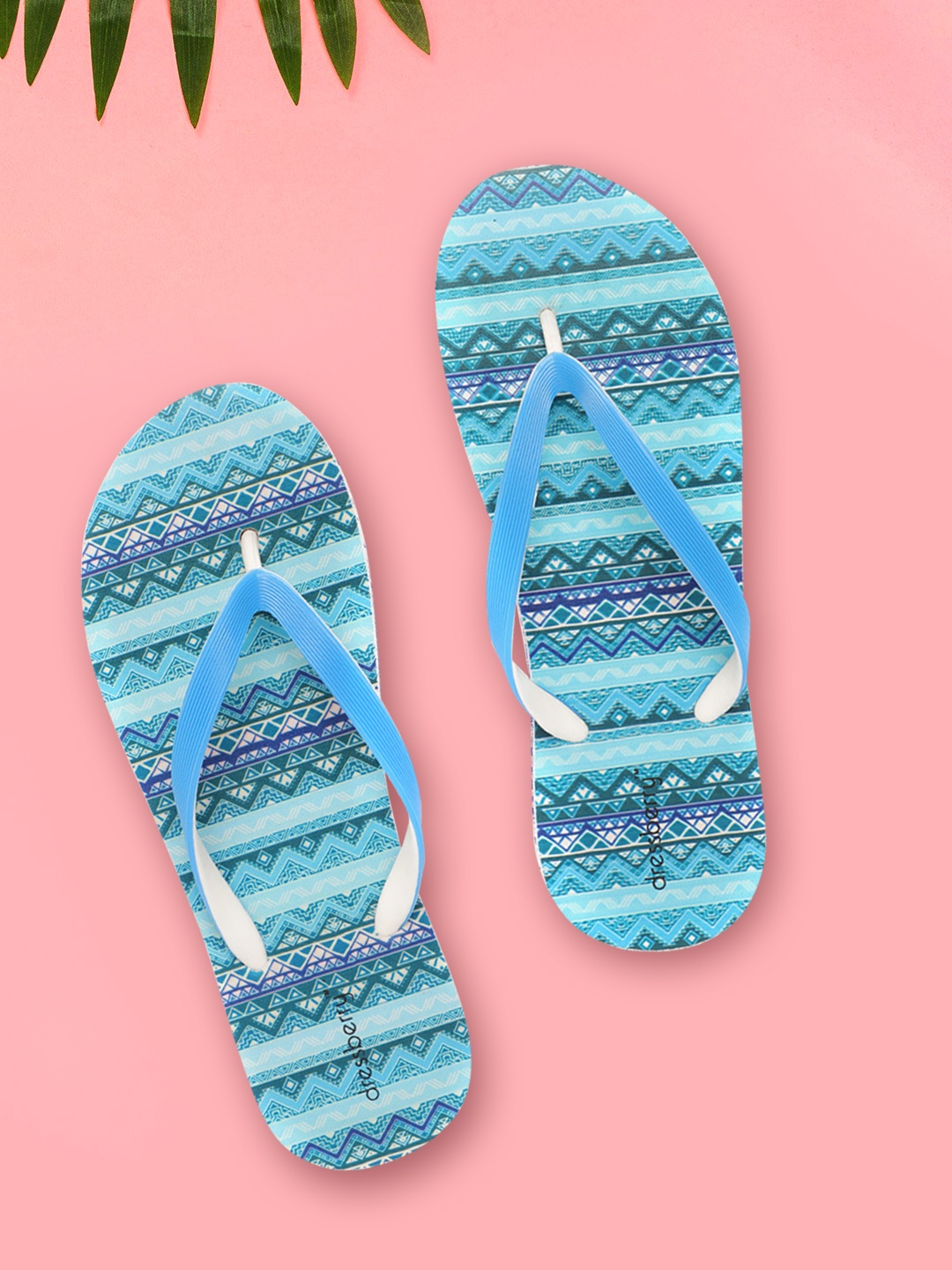 

DressBerry Women Blue & White Aztec Print Thong Flip-Flops