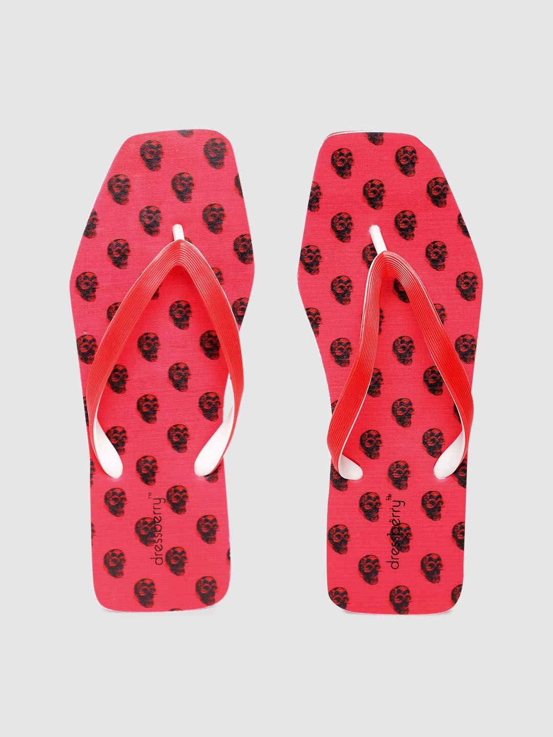 

DressBerry Women Red & Black Printed Thong Flip-Flops
