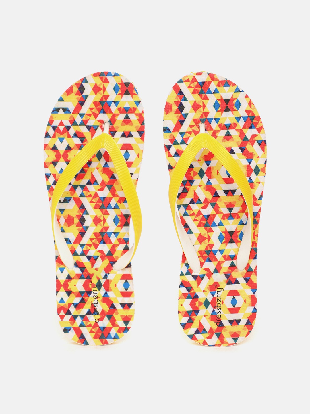 

DressBerry Women Multicoloured Geometric Print Thong Flip-Flops, Multi