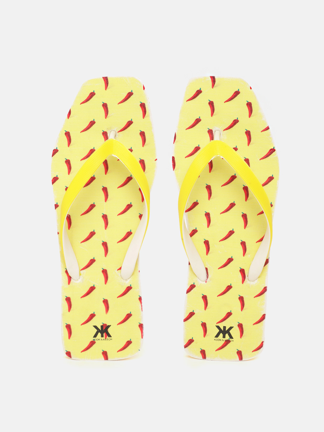 

Kook N Keech Women Yellow & Red Chilli Print Thong Flip-Flops