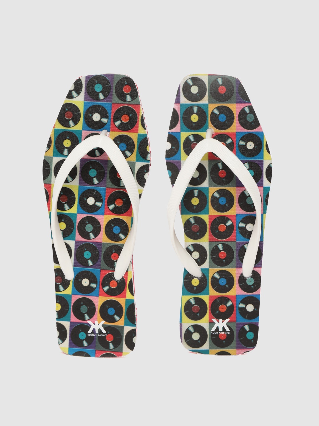 

Kook N Keech Women White & Black Printed Thong Flip-Flops