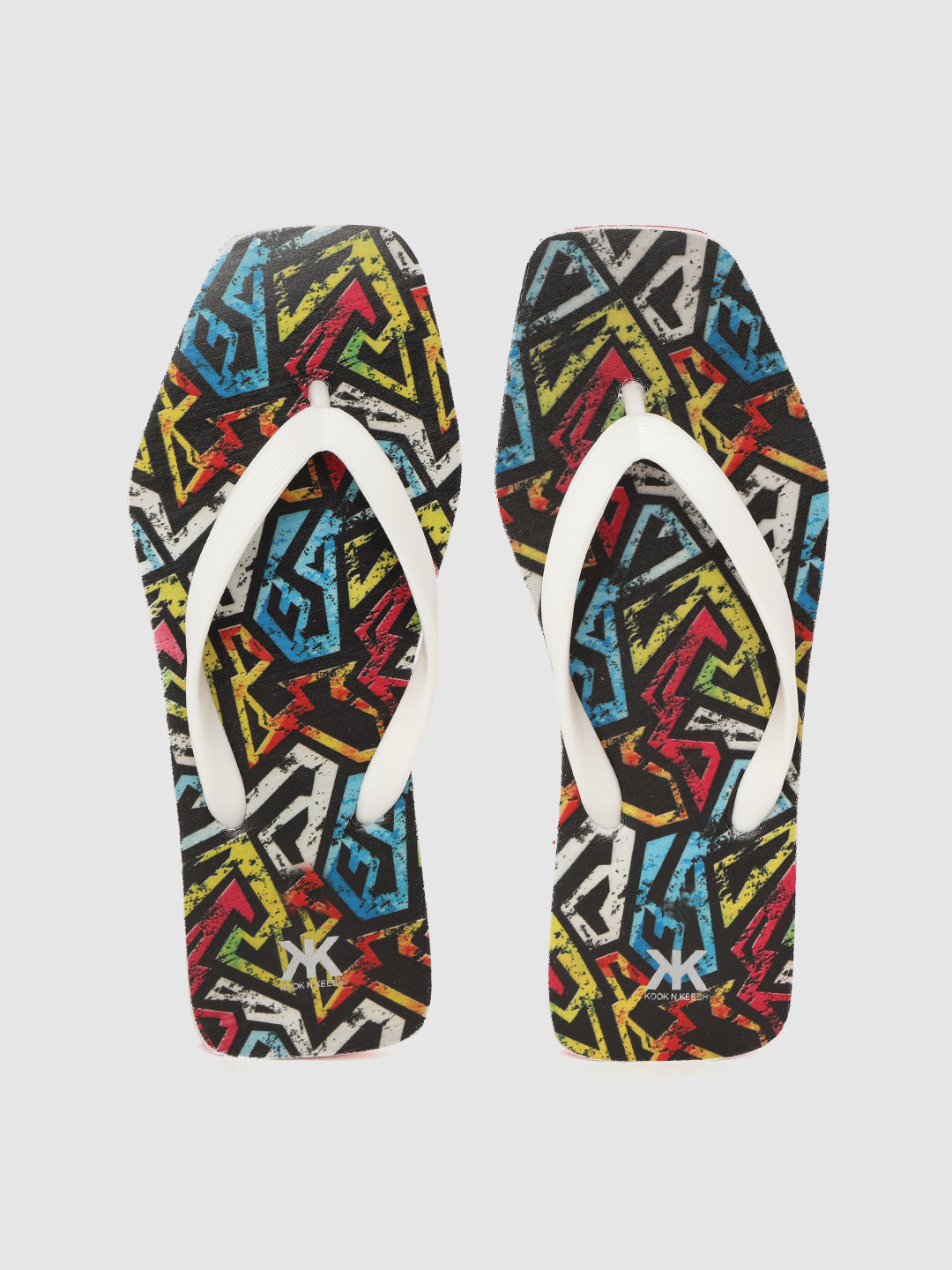 

Kook N Keech Women White & Blue Printed Thong Flip-Flops