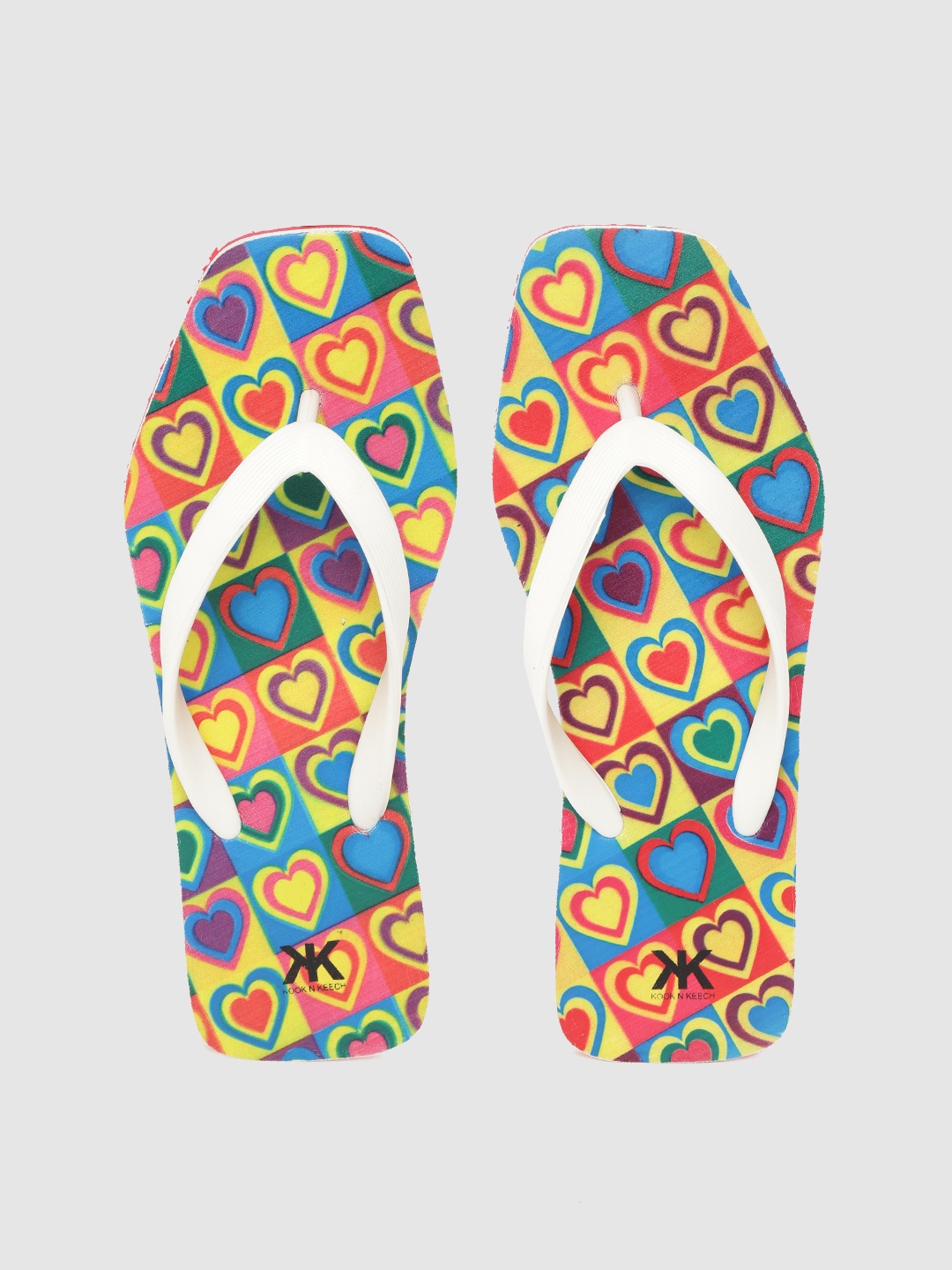 

Kook N Keech Women White & Red Heart Printed Thong Flip-Flops