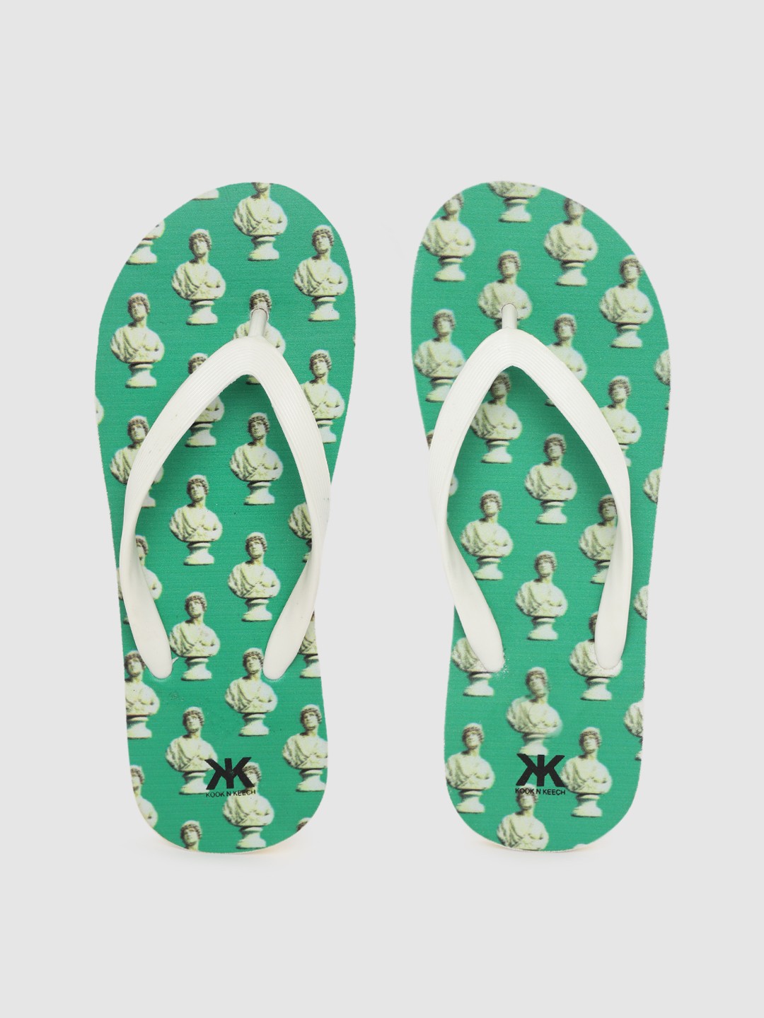 

Kook N Keech Women White & Green Conversational Print Thong Flip-Flops