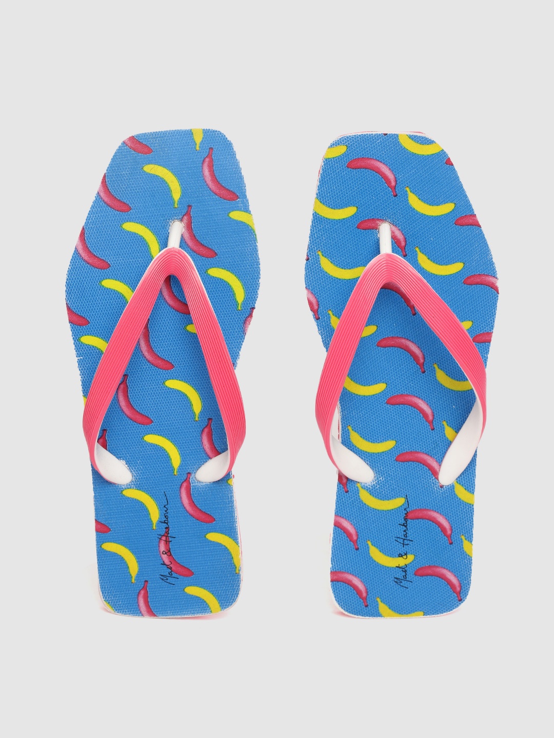 

Mast & Harbour Women Red & Blue Banana Print Thong Flip-Flops