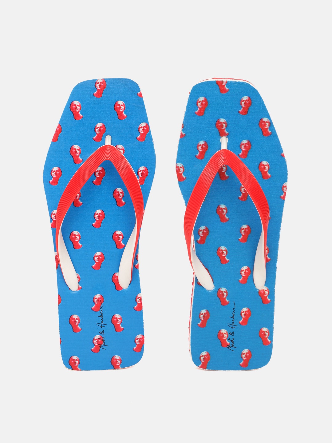 

Mast & Harbour Women Red & Blue Printed Thong Flip-Flops