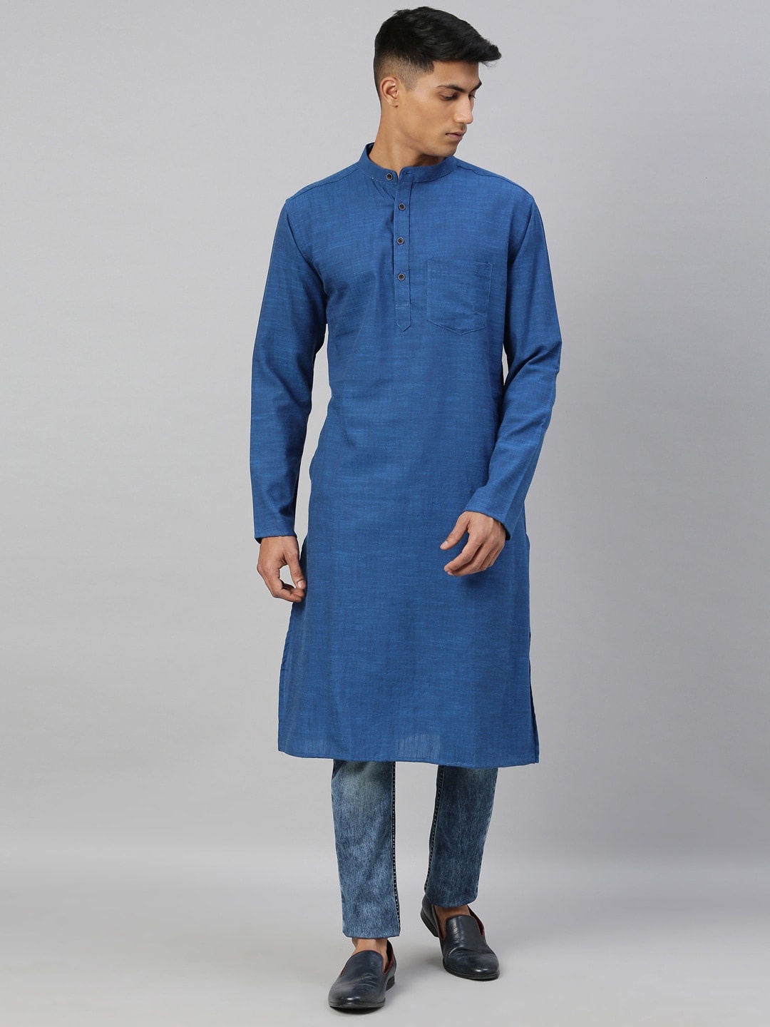 

Kryptic Men Blue Solid Kurta