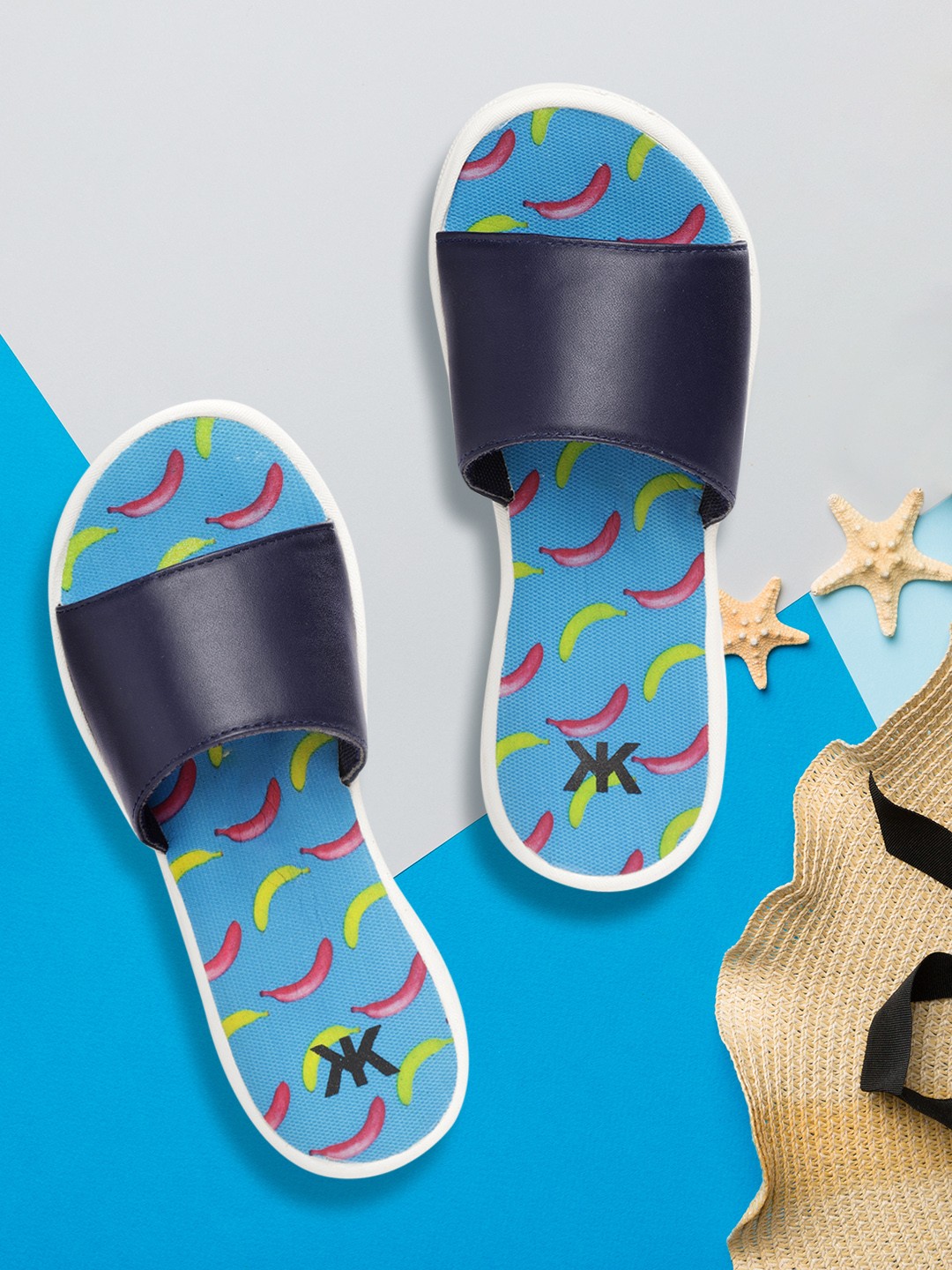 

Kook N Keech Women Blue & Pink Banana Print Sliders