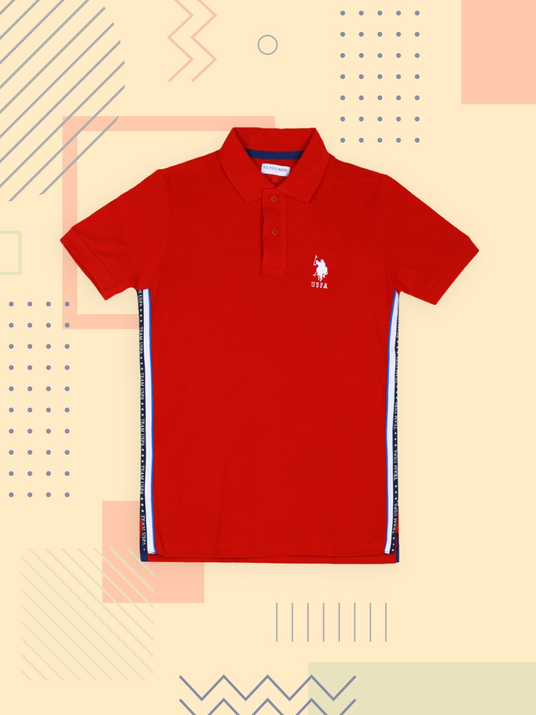 

U.S. Polo Assn. Kids Boys Red Solid Polo Collar Pure Cotton T-shirt