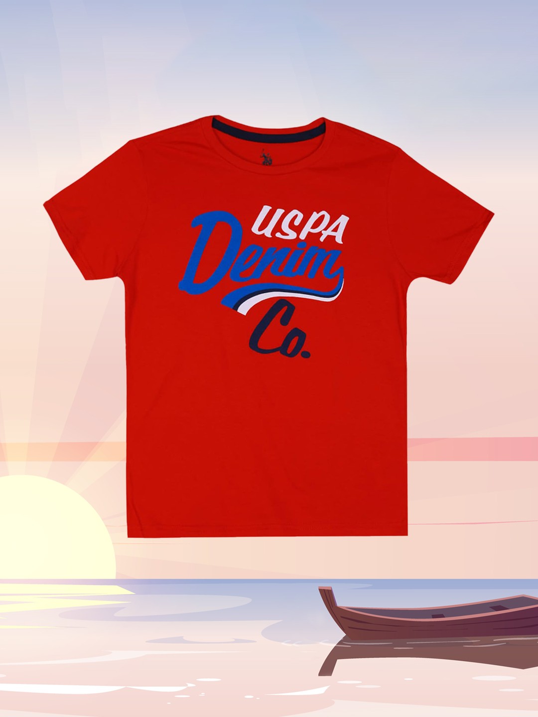 

U.S. Polo Assn. Kids Boys Red Printed Round Neck T-shirt