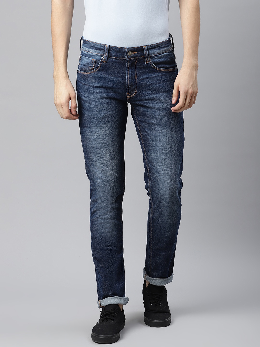 

SPYKAR Men Navy Blue Slim Fit Low-Rise Light Fade Stretchable Jeans