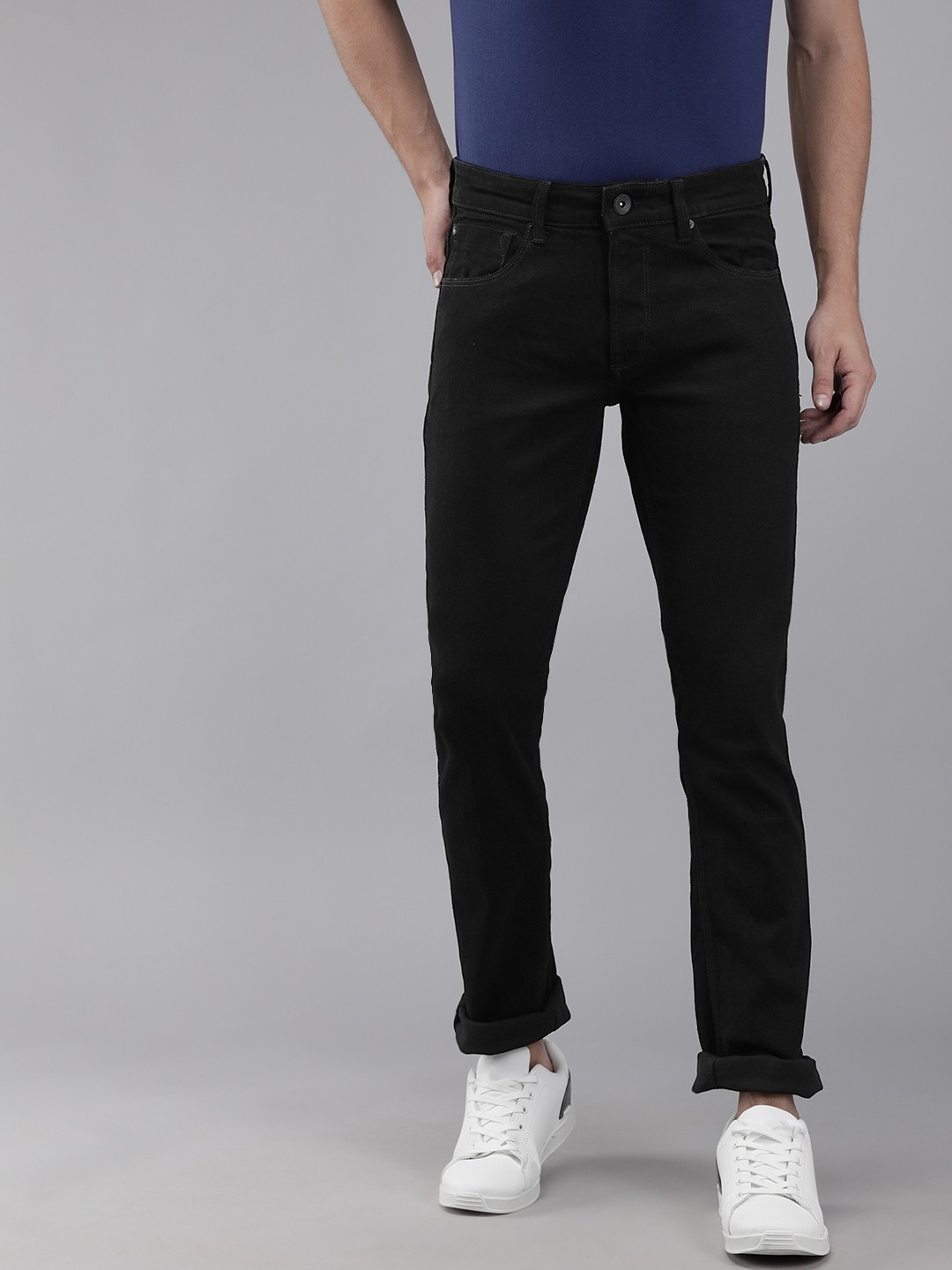 

SPYKAR Men Black Rover Regular Fit Low-Rise Clean Look Stretchable Jeans