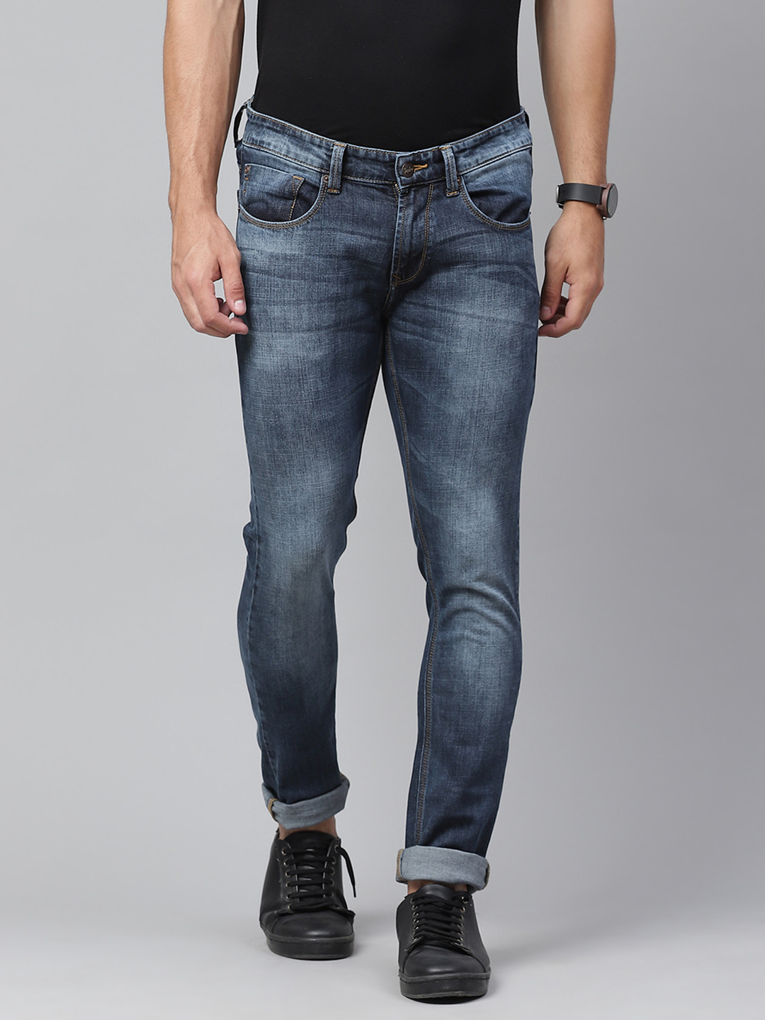 

SPYKAR Men Navy Blue Skinny Fit Low-Rise Light Fade Stretchable Jeans