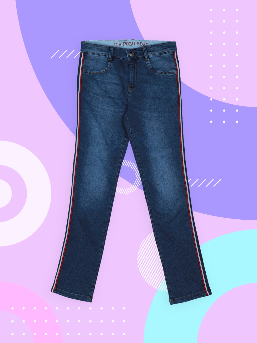 U.S. Polo Assn. Kids Boys Blue Regular Fit Mid-Rise Clean Look Jeans