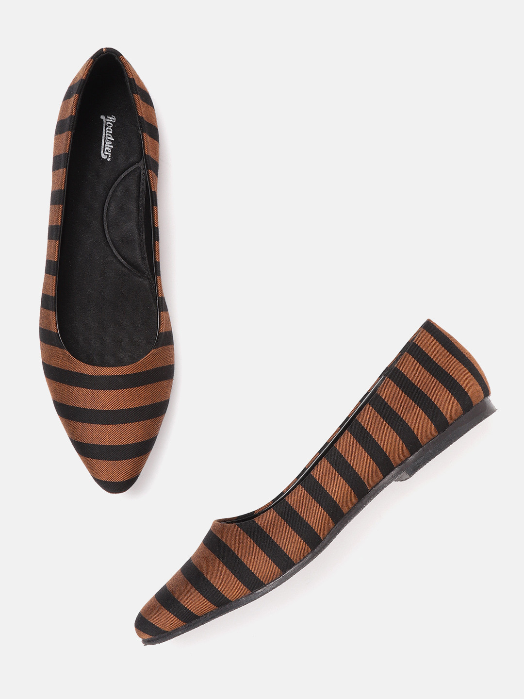 

Roadster Women Brown & Black Striped Ballerinas