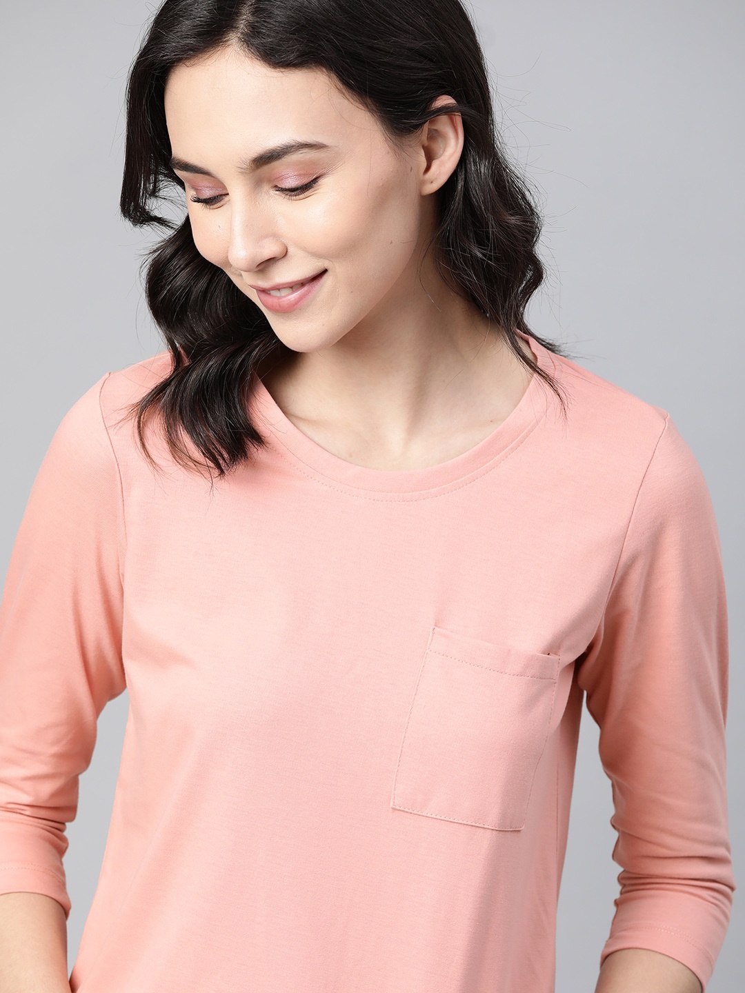 

M&H Our Water Women Pink Sustainable Solid Pocket T-shirt