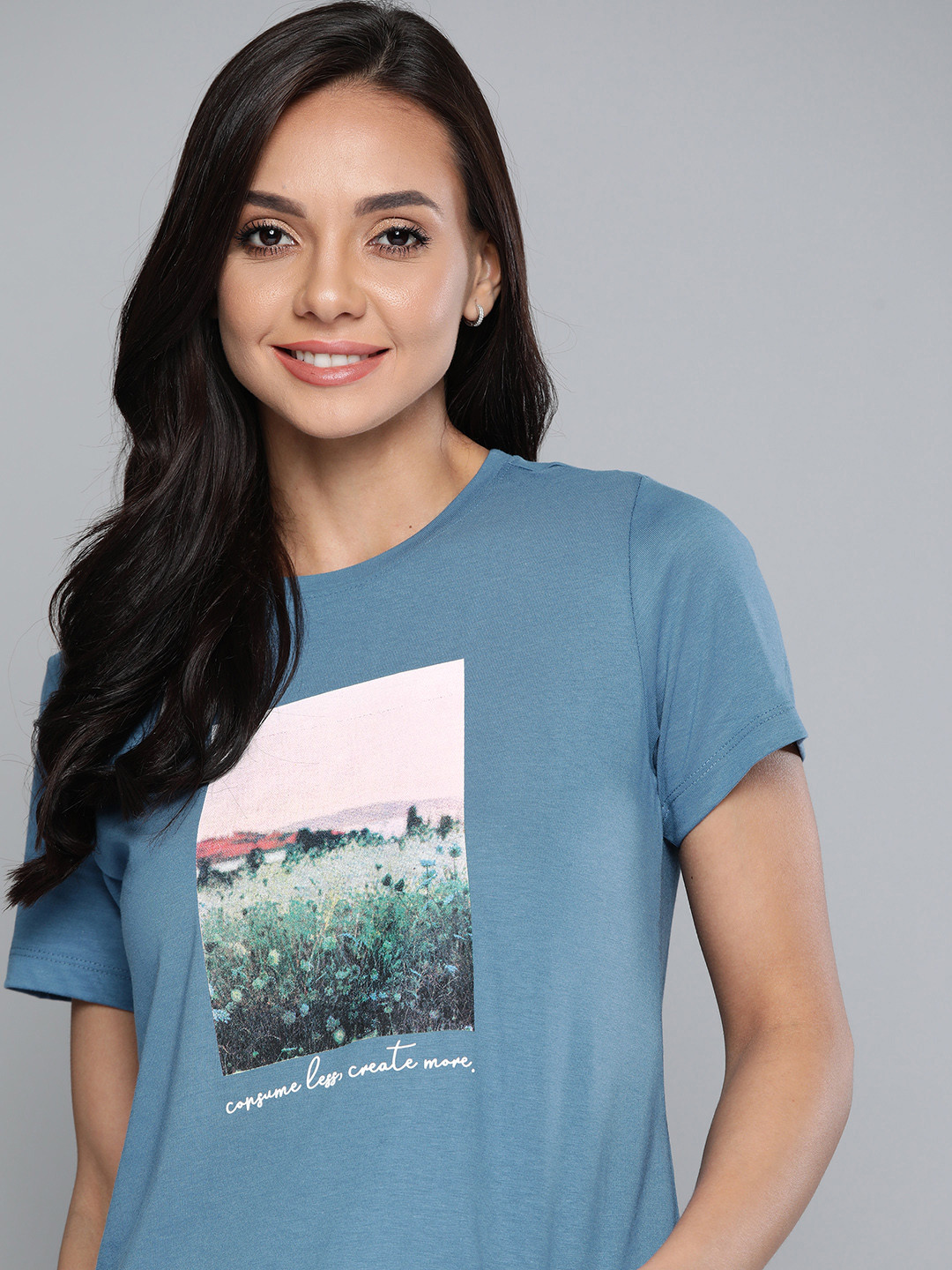 

M&H Our Water Women Blue & White Printed Sustainable T-shirt