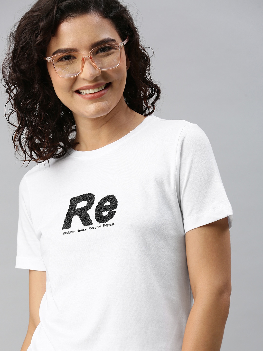 

M&H Our Water Women White Typography Printed T-shirt