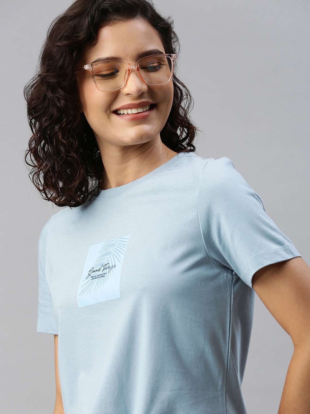 

M&H Our Water Women Blue Typography Printed T-shirt