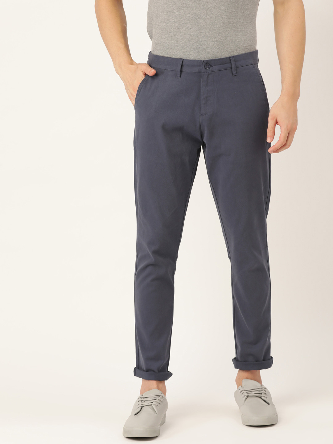 

INVICTUS Men Navy Blue Chinos Trousers