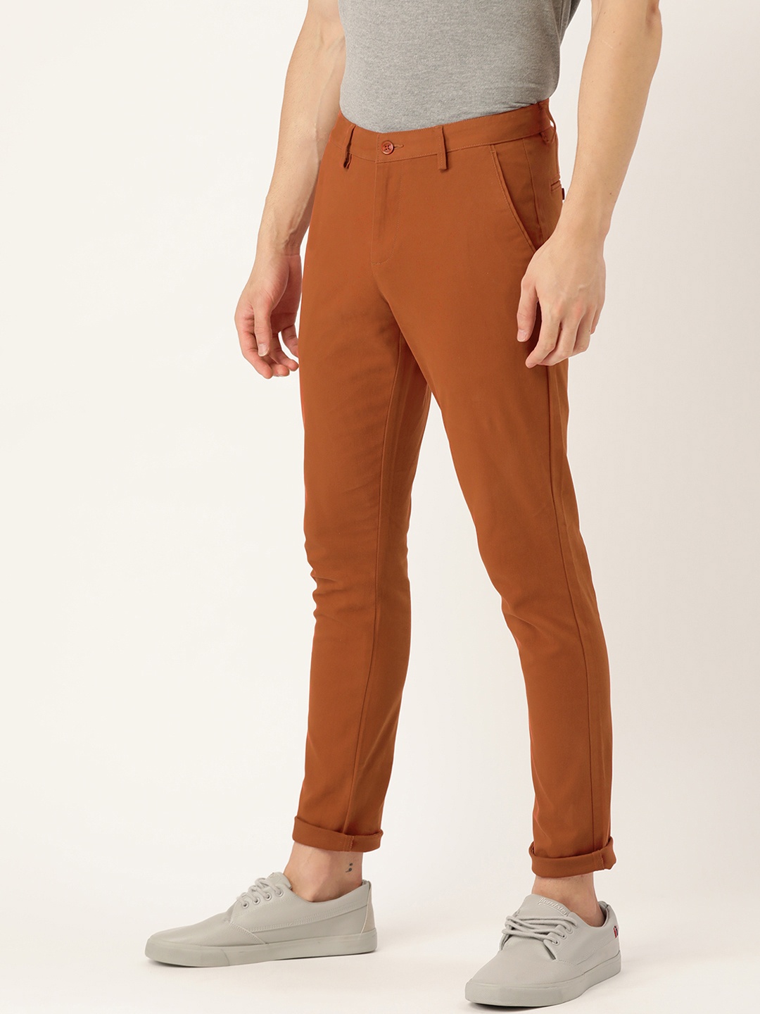 

INVICTUS Men Rust Slim Fit Chinos Trousers