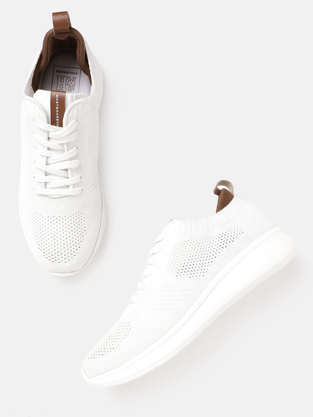 

Mast & Harbour Men White Woven Design Running Shoes