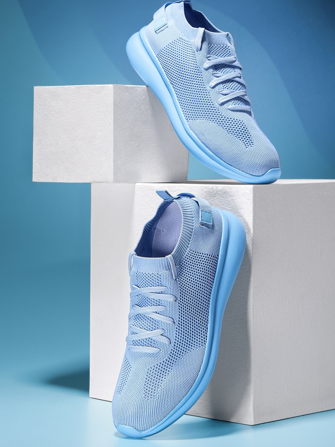

Mast & Harbour Men Blue Woven Design Sneakers