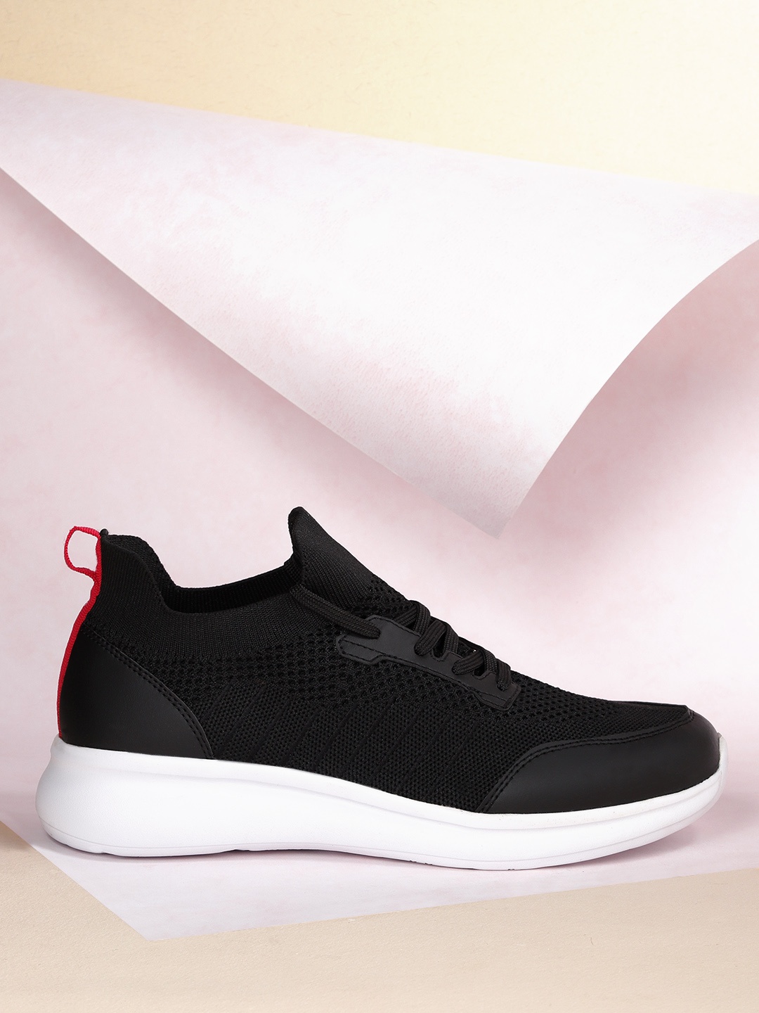 

Mast & Harbour Men Black Woven Design Running Shoes